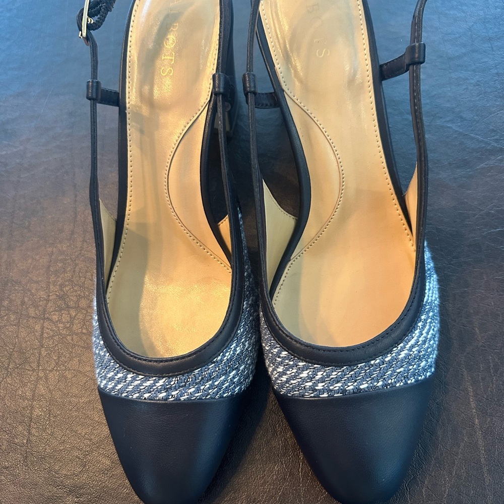 Talbots Navy and Black Slingback Heels